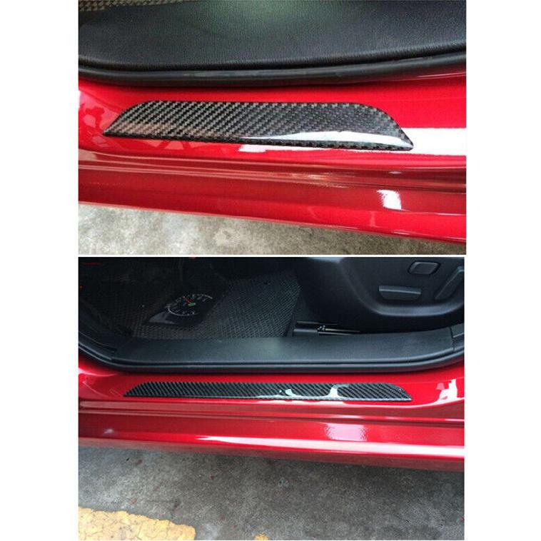 4pc 60CM+25CM Real Carbon Fiber Front Rear Car Scuff Plate Door Sill Cover