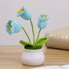 2 Pcs Knitting Crochet Bell Orchid Flowers Potted Plants for Wife Girlfriend and Women, Handmade Flowers for Car Decoration Home Decoration