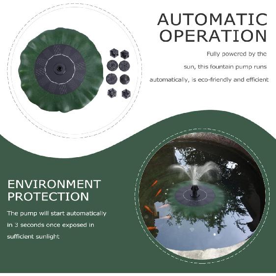 DOITOOL Solar Bird Bath Fountains, Lotus Leaf Shape Solar Fountain, Outdoor Dc Brushless Pump for Fish Pond Garden Bird Bath Decor, 7.87 X 7.87 X