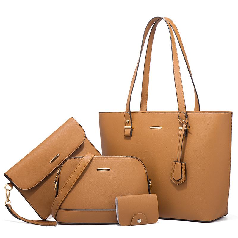 Women's Fashion Handbag Set 4 Pcs Vintage Elegant Tote Shoulder Crossbody Bag Large Capacity Purse
