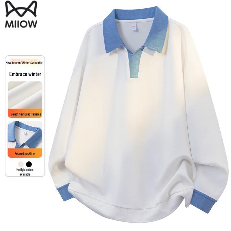MiiOW Men s Warm Polo Collar Long Sleeve Sweatshirt 2XL