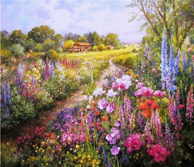 RUOPOTY DIY Frame Oil Painting By Numbers Daisy Flower Acrylic Home Decor On Canvas Wall Art Picture Rose For Living Room