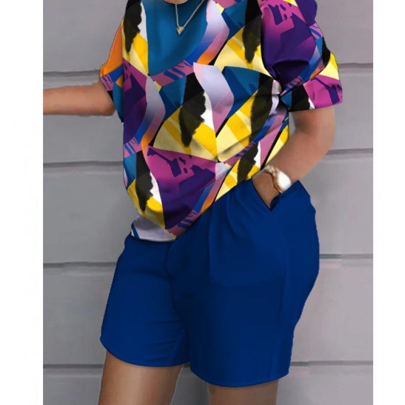 Conjunto de top y pantalones cortos informales de gran tamaño con estampado 3D de verano, conjunto informal de dos piezas informales de moda para mujer, chándales