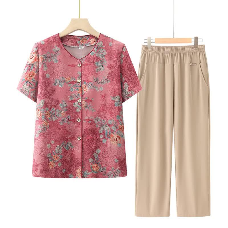 Women's New Chinese Style Printed Short Sleeve Top