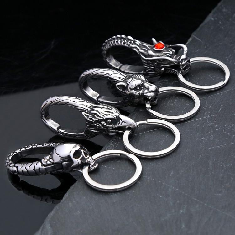 Elegant Dragon Head Designs Keyring Craft From Practical Sturdy Stainless Steel Materials for Easy Waist Attachment