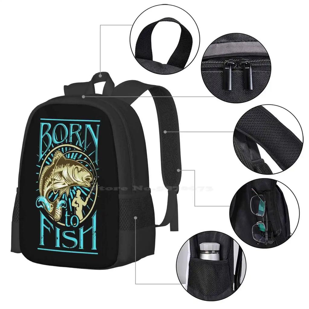 Born To Fish Backpacks For School Teenagers Girls Travel Bags Fishing For Toddler Fishing Toddler Fishing Youth Fishing Baby