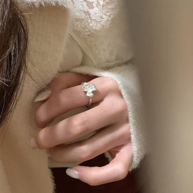 Trendy Korean-inspired Floral Design Adjustable Copper Ring For Women Stylish Elegance