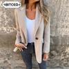 Women's Vintage Casual Solid Color Print Autumn Winter Long Sleeve POLO Neck Jacket Unique Designs & Coats