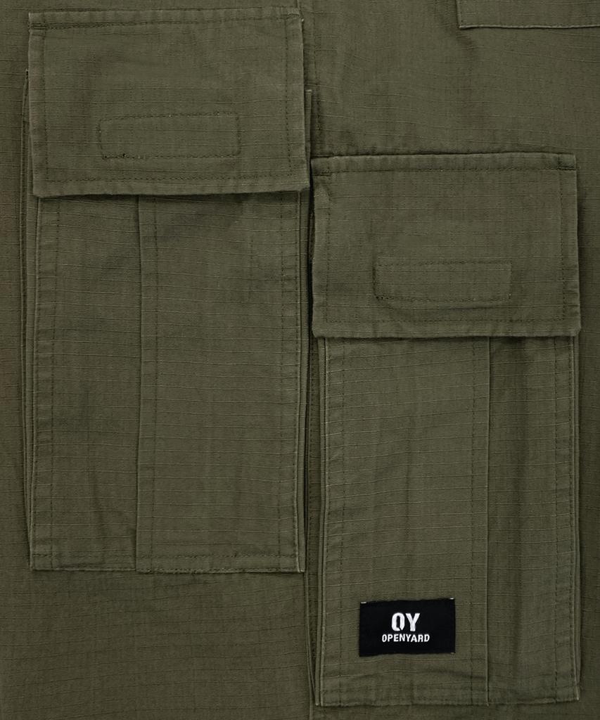 OHY Unbalance Cargo Pocket Rip Pants-Khaki