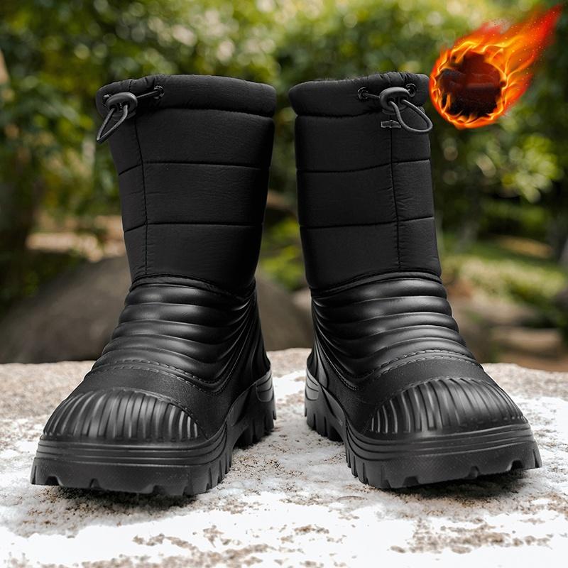 Autumn And Winter Outdoor Men'S Snow Boots Waterproof Non-Slip Warm Cotton Shoes Large Size Fleece-Lined Thickened Hiking Boots Snow Boots