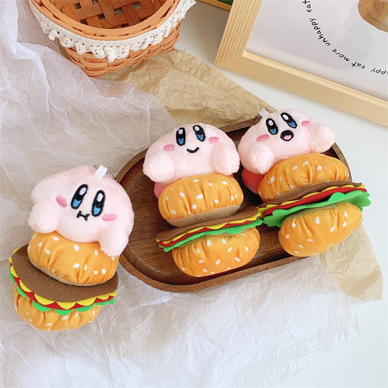 

Cute Star Card French Fries Burger Plush Doll Pendant Girl Heart Doll Bag Hanging Ornament Mini Catching Doll height about 9-11cm