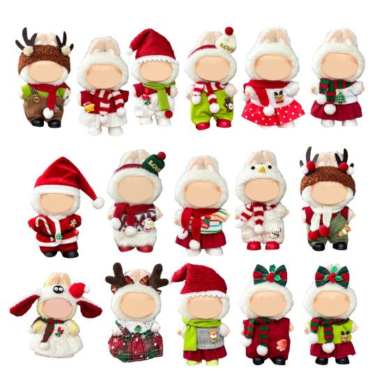 Christmas Costume Set 17cm Doll Outfit Santa Claus Clothes Santa Hat Dress Accessories Cute Dress Up Costume Set for Xmas Holiday Winter Gifts