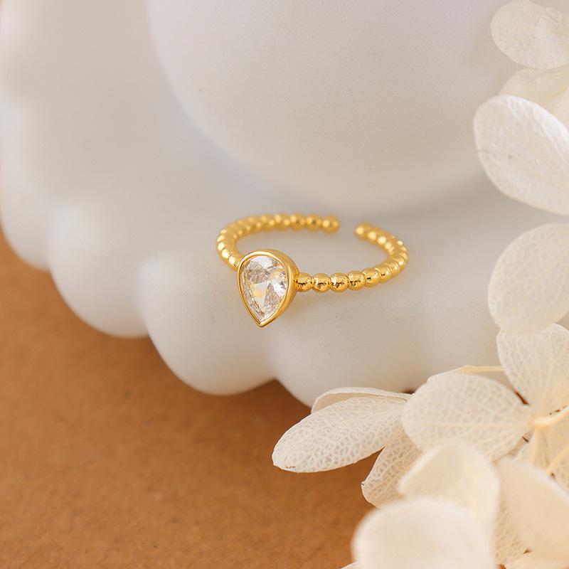 

Minimalist Rhinestone Water Drop Index Finger Ring Size 7 Adjustable