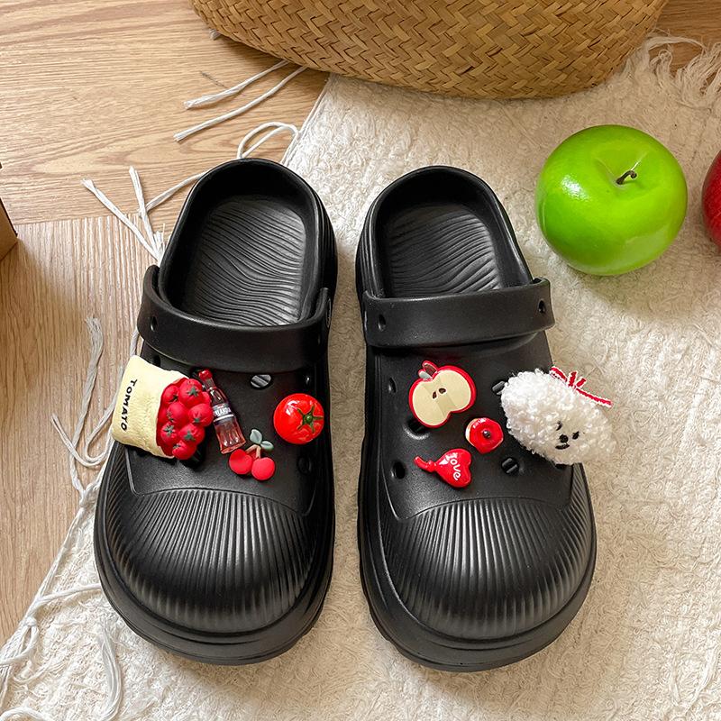 Cute thick-soled hole shoes, women s outer wear bag head heightening cool slippers 36 -37