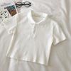 Women's Summer Ribbed Knit Polo Collar Slim Fit Top