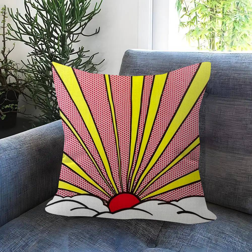 Roy Lichtenstein Pop Art Doublesided Printed pillow cover Short plush Suitable living rooms bedrooms sofas throw cushion cover