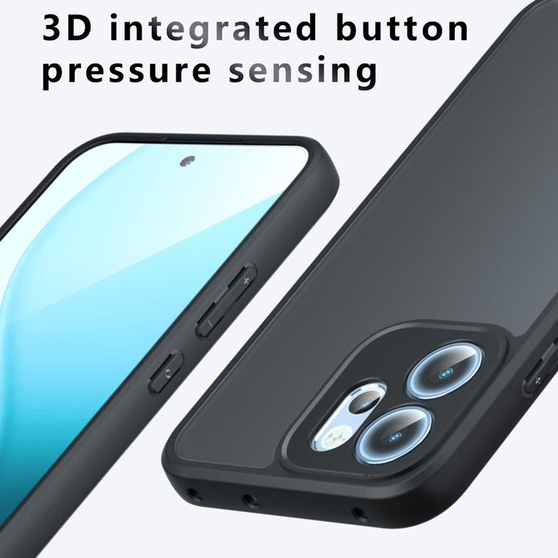 For OPPO Reno 14F Case Shockproof Frosted Skin Feel Matte PC+TPU Anti-fingerprint Transparent Cover for Reno14 F