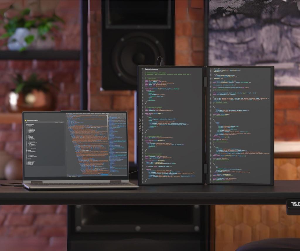 Refurbished JAPANNEXT Dual IPS Panel Mobile Monitor Full HD USB and Freestanding 15.6-inch JN-DMD-IPS156F, (1920x1080) Resolution, HDMI, Type-C,