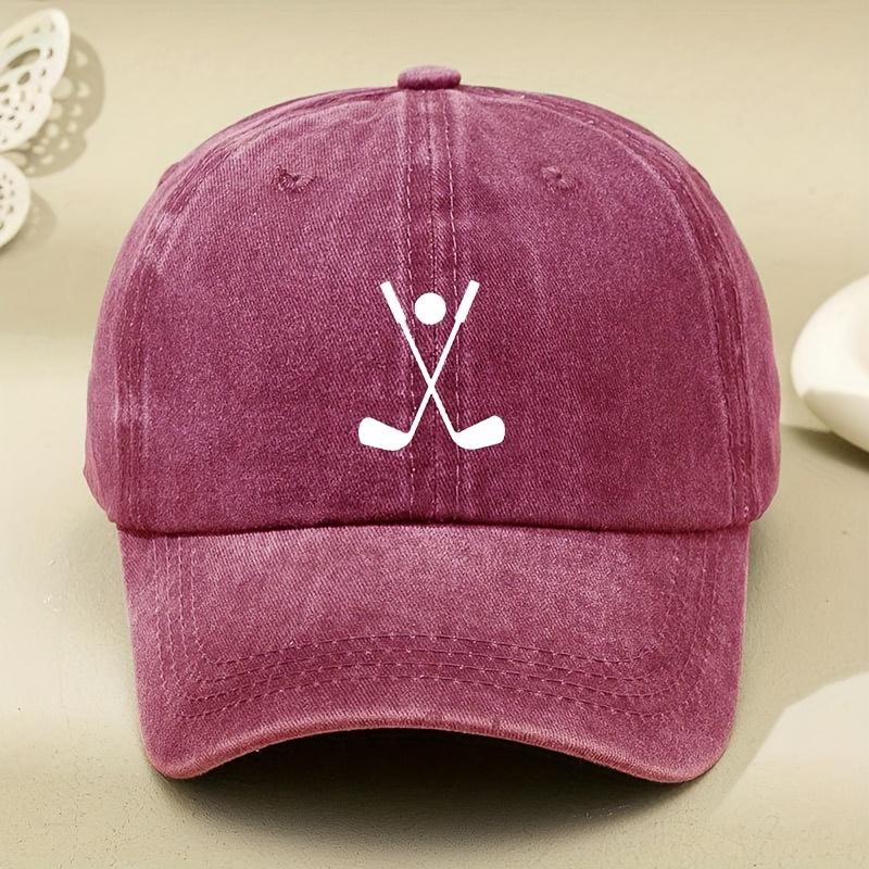 Cross golf club printed washed baseball cap for men and women, retro foreign trade duckbill cap suitable for outdoor sports
