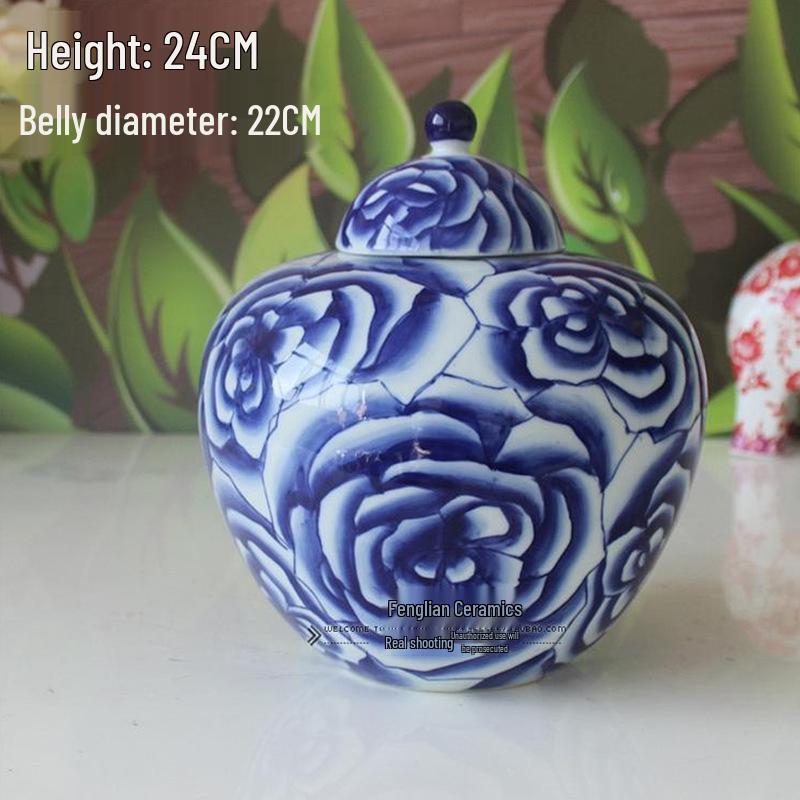 European Style Hand-Painted Ceramic Storage Jar for Living Room Décor