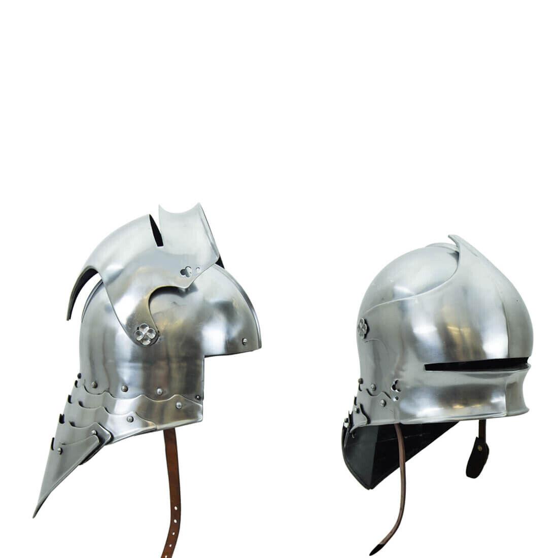 

Средневековый немецкий шлем-салад - сталь 18 калибра для косплея LARP Reenactment