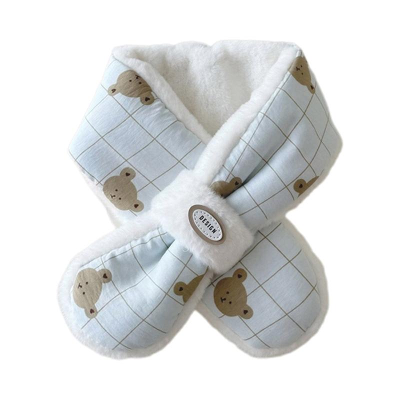 Children's Scarf Autumn/Winter 2024 Cartoon Bear Neckerchief Stylish Thickened Baby Warm Neck Scarf Trendy Neckwear