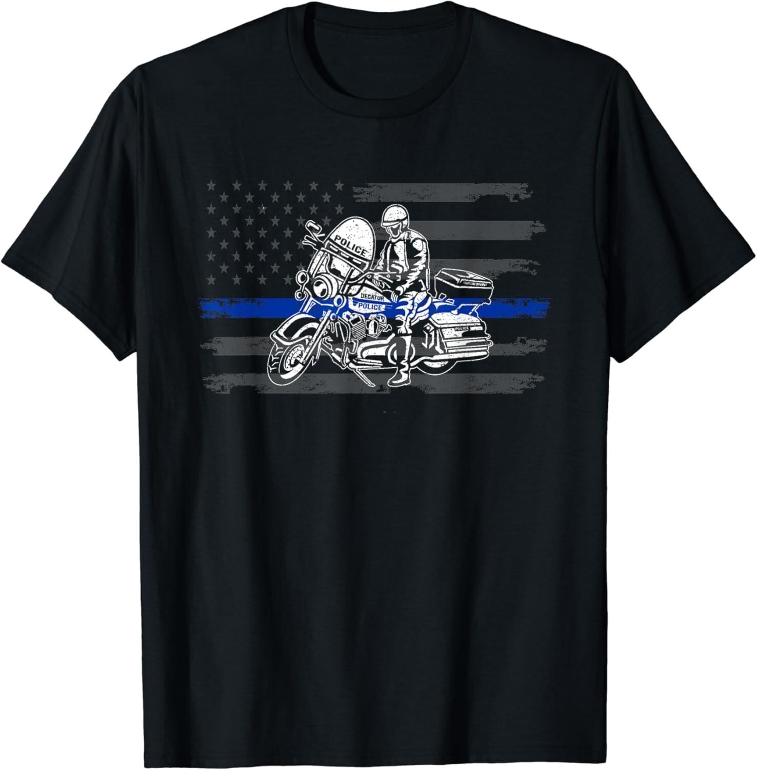 Patriotic Biker Cop. American Officer Motorcycle Police Gift Unisex T-Shirt S