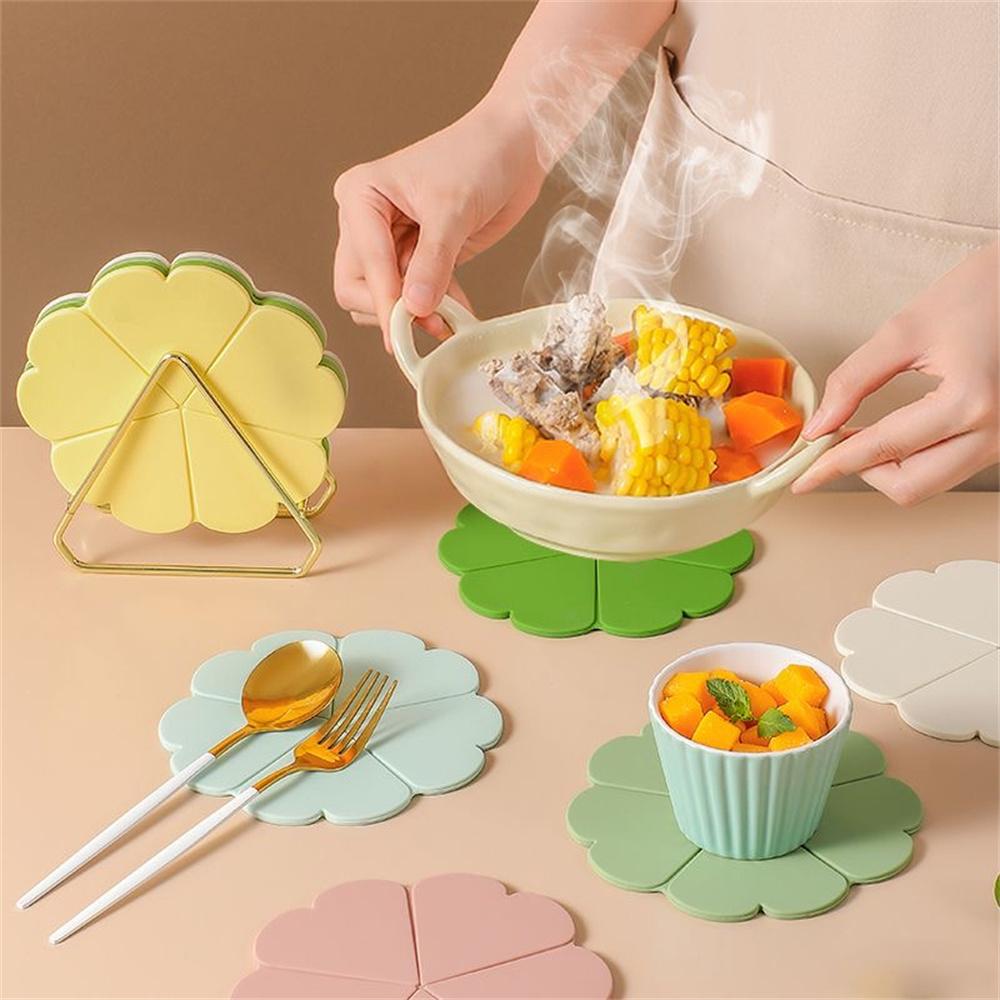 Silicone Flower Heat-Resistant Coaster Dining Table Mat Home Use Anti-Burn Tea Coaster Premium Tableware Mat Creative Pot Mat