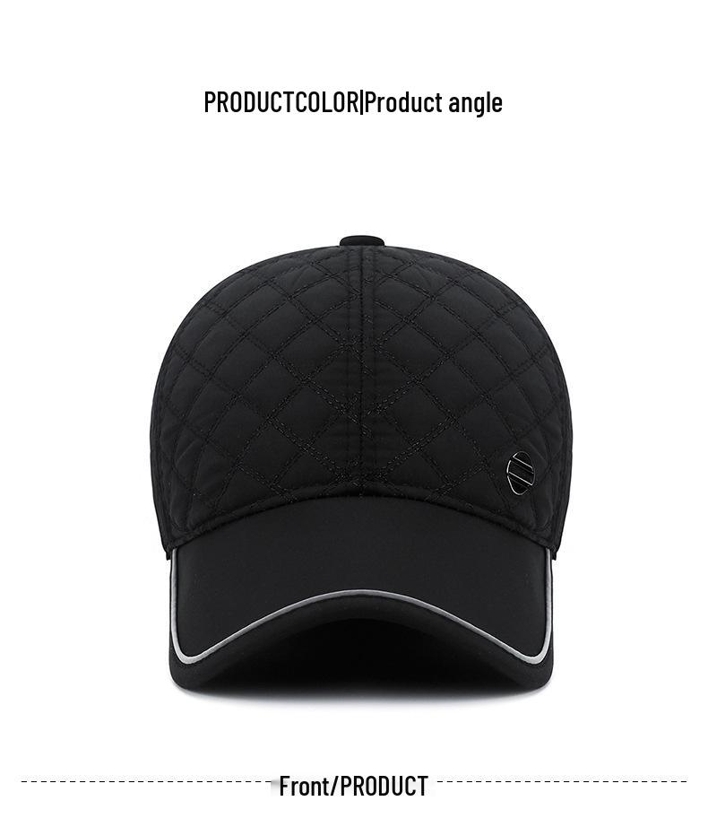 Men's Winter Herringbone Windproof Earflap Baseball Cap - Adjustable, Warm, Casual Cotton Hat for Middle-Aged and Elderly