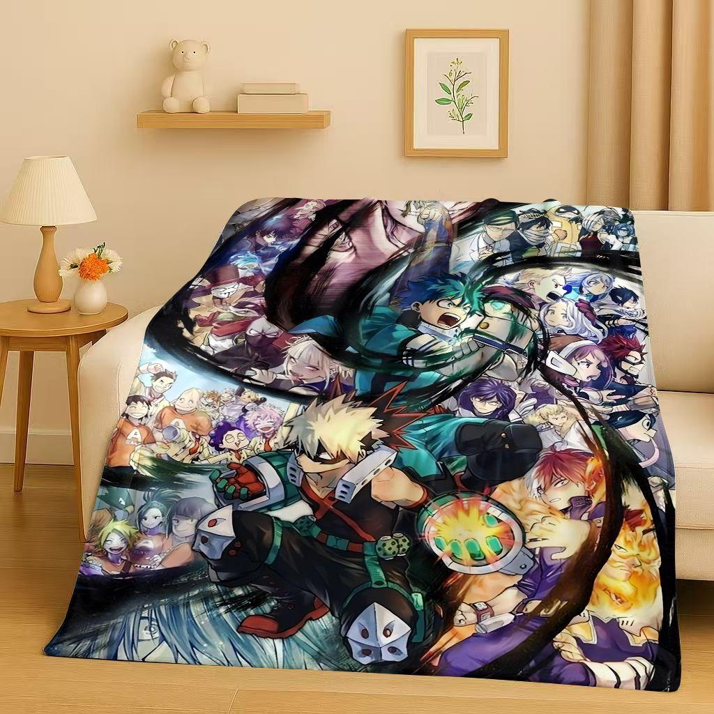 HD Anime My Hero Academia Bakugou Deku Cartoon Flannel Blanket,Ultra Soft Warm Plush Throw for Home Bedroom Bed Sofa Cover Kids