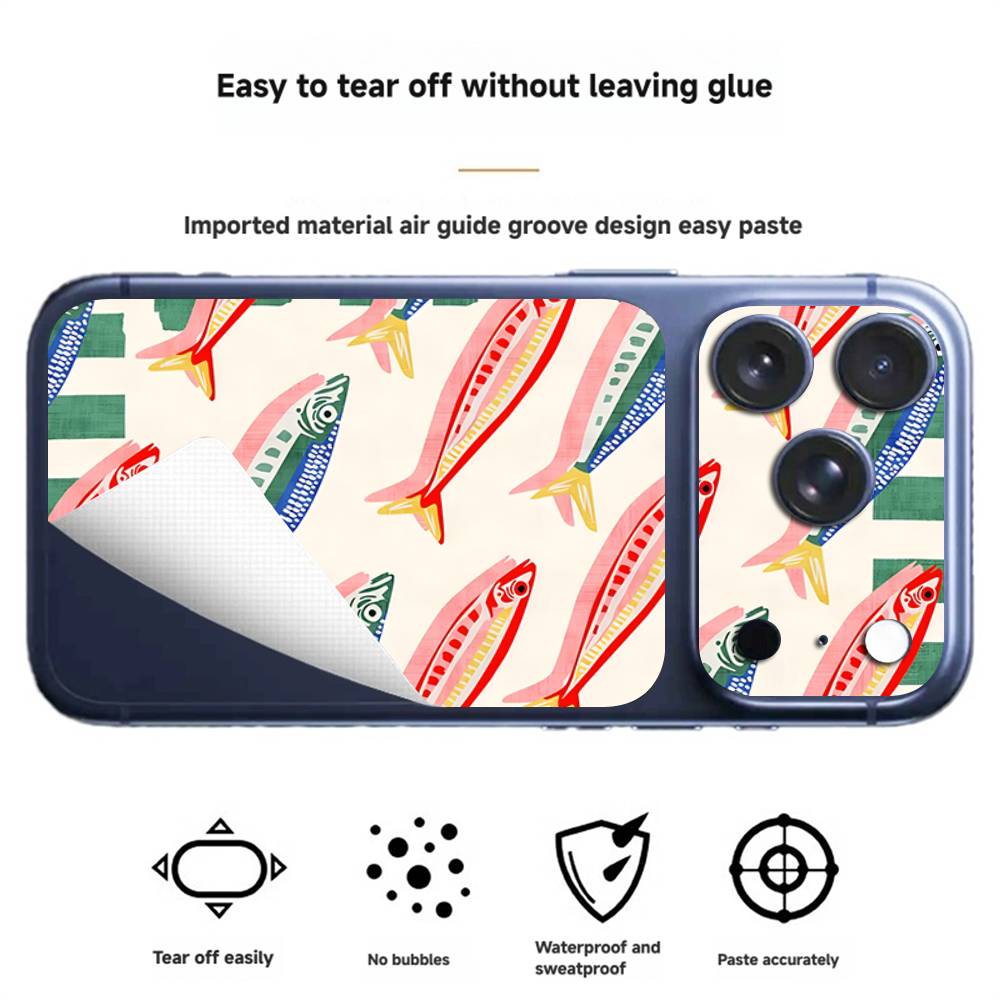 

Рыба Смешные Сардины Для Apple iPhone 17 pro Max /17 pro корпуса Задняя Крышка Наклейка Кожа Цветная Задняя Защитная Пленка-Наклейка iPhone 17 Pro