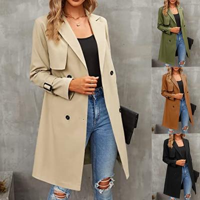 2023 Women's Double-breasted Trench Coat Classic Lapel Coat Slim-fit Coat