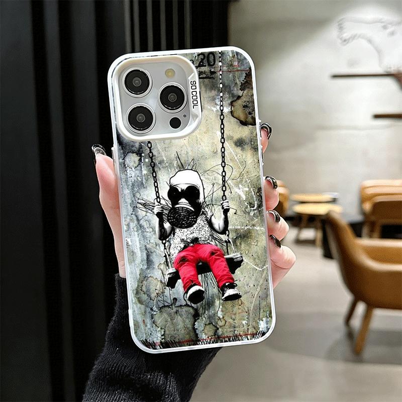 B-Banksy Kunst Graffiti Künstler Weiche Handyhülle für iPhone 15 16 17 Pro Max 17Air 16E 14 Plus 13 12 Mini Stoßfeste Hülle Rückseite