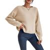 Women's Fashion Casual Crewed Neck Pullover Long-Sleeve Bolded Knit Sweater Top