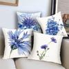 Modern Blue Watercolor Flower Linen Pillowcase Sofa Cushion Cover Home Decoration Can Be Customized for You 40x40 50x50 45x45