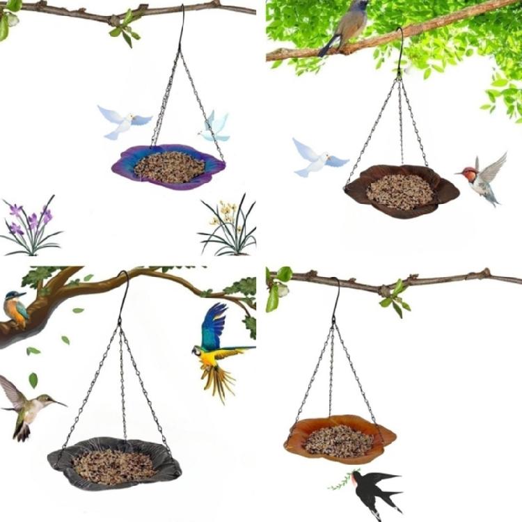Large Capacity Bird Feeders Flower Shaped Tray Birdwatching Hook and Chain