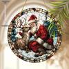 1pc Santa Claus Christmas Stained Glass Door Hanger Window Hanging Pendant Suncatcher Window Decor, Novelty Home Decor, Perfect Durable for Bedroom