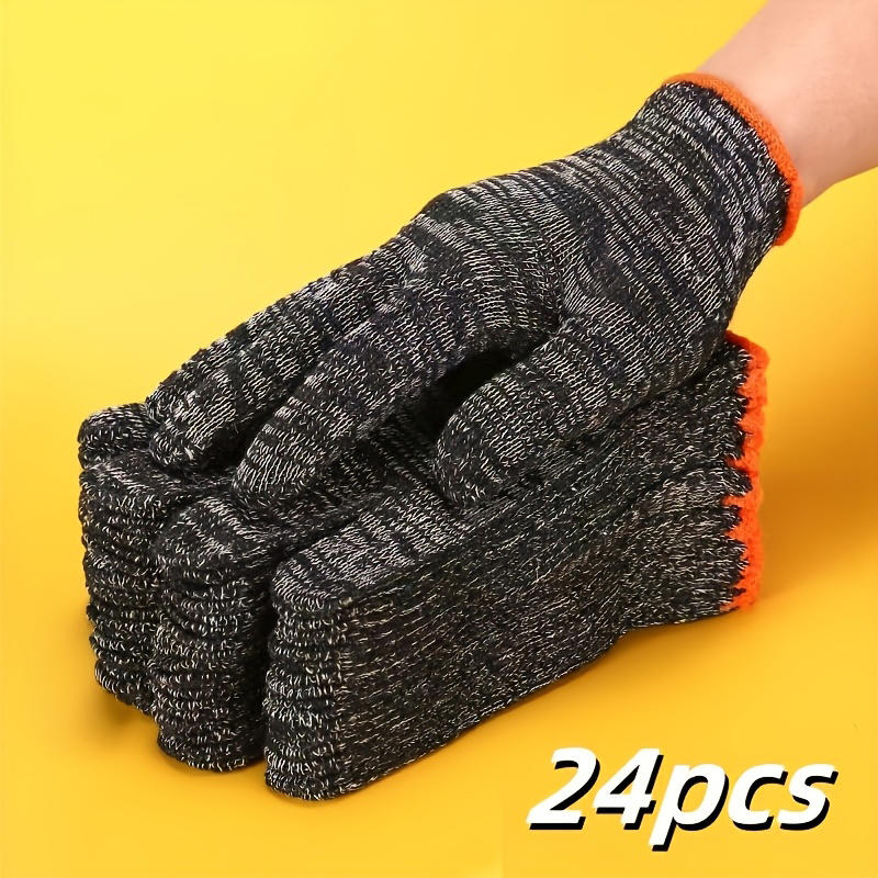24 Pairs of Unisex Durable Fabric Work Gloves with Non-Slip Grip for Gardening and Construction