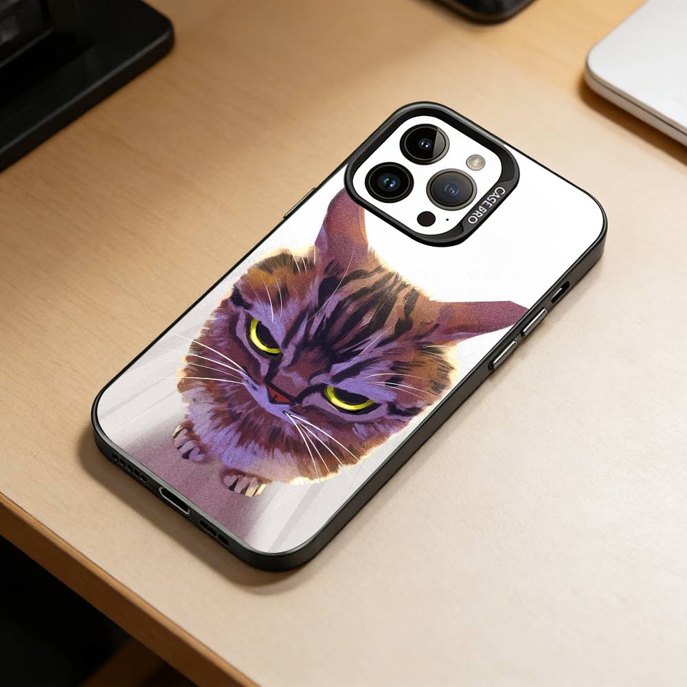 

Mr. Cat Phone Case For iPhone 17,16,15,14,13,12,11 Plus,Pro Max,XS,Colorful Silver Black Cover iPhoneXSMAX