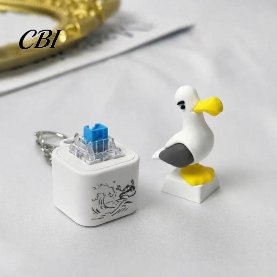 Klíčenka s cvakátkem na prsty 2/4 ks Racek Klávesnice Fidget hračka se zvukem, Dobíjecí mořský pták Tlačítková dekompresní klíčenka, Zvuk pro úlevu od stresu