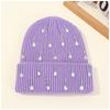Head Wear Pearl Embellished Knit Beanie Double-Layer Warm Stylish Outdoor Streetwear Beanie Y2K Unisex Cap Hat for Men Women