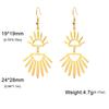 Lucktune Hollow Wing Fan-shaped Drop Earrings Stainless Steel Gold Color Geometry Sun Dangle Earrings for Women Jewelry Gifts