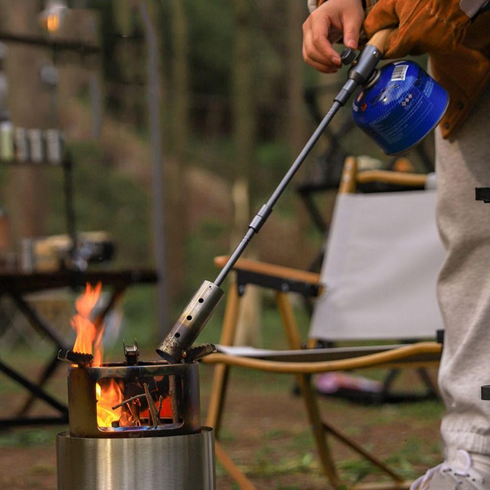 Removable Fuel Burner Lighter Timber Handle Flame Lighter Lengthened BBQ Igniter Fire Starting