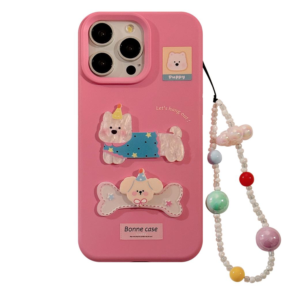 Bones Puppy Shell Iphone16 Mobile Phone Case Apple 15 Suitable for 17pro Max Hanging Chain 13 Three Dimensional