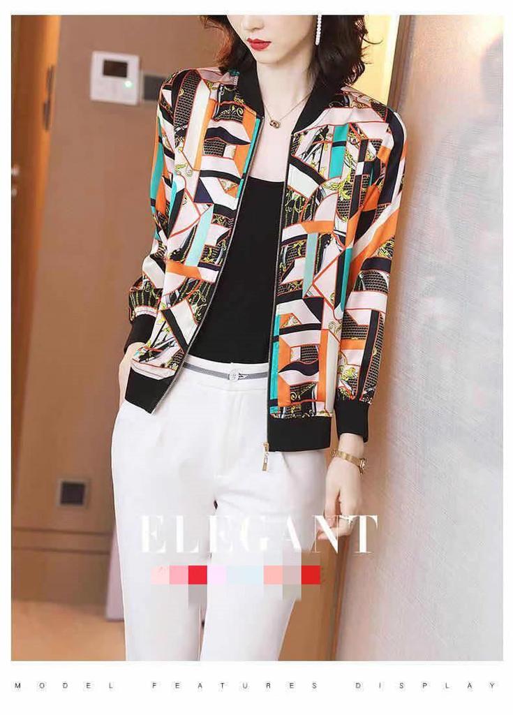 Korean Style Chiffon Printed Summer Baseball Cardigan for Middle-aged and Elderly Women - Elegant Sun Protection Short Coat