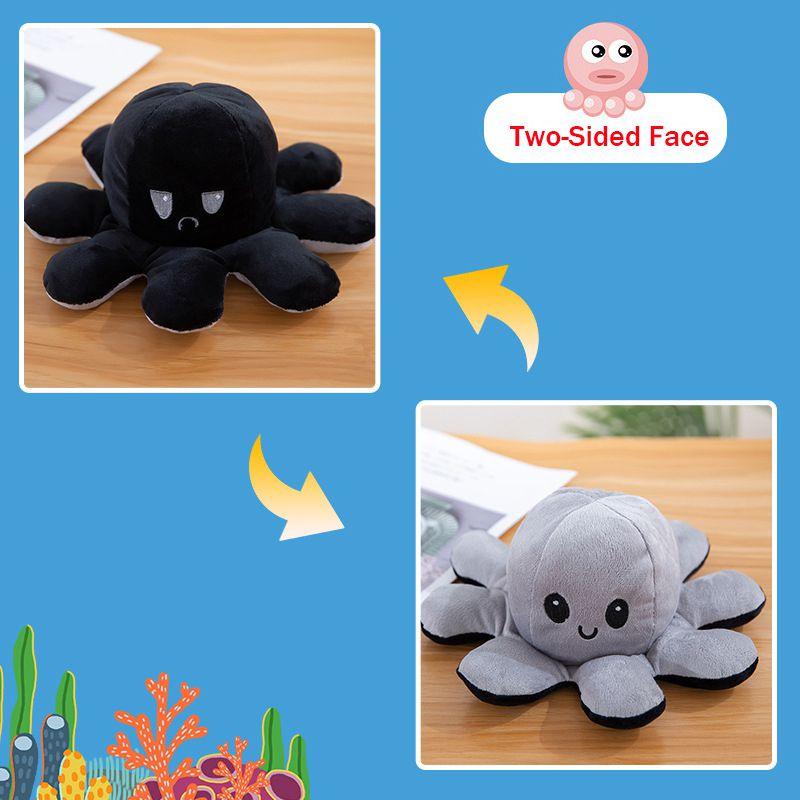 Adorable Double-sided Flip Reversible Octopus Plush Toy In Soft And Lifelike Style