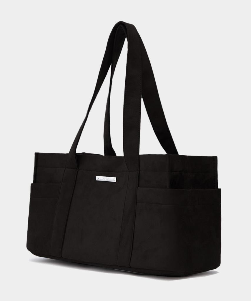 Macoi Big Square Suede Baguette Shoulder Dot Bag [Black]