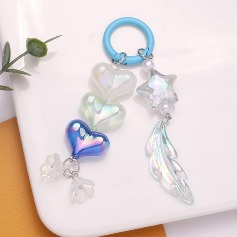 Sweet Heart Keychains Party Gifts Acrylic Material Cute Feather Keychains Handbag Pendent Keyrings for Women Girls