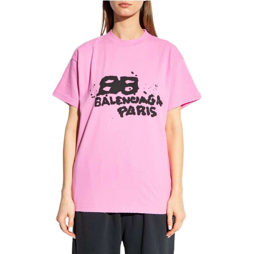 Balenciaga T-Shirt Damen Rosa Lockerer Schnitt 612965TNVN41401