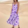 Women's Casual V Neck Floral Print Sleeveless Pocket Suspender Dress